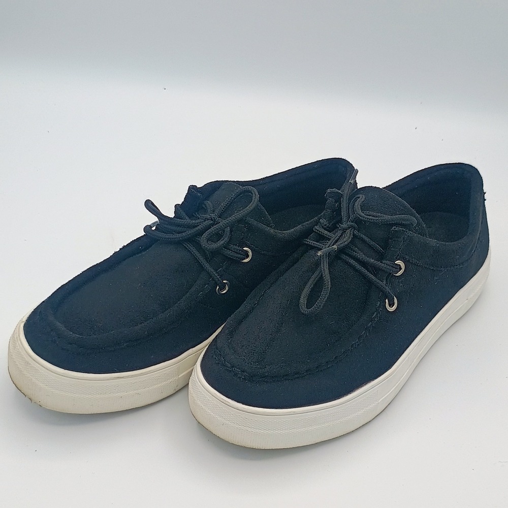 Soda Womens Moc Toe Platform Sneaker Black Size 8 Faux Suede Lace Up